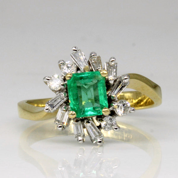 Emerald & Diamond Engagement Ring | 0.50ct, 0.34ctw | SZ 6.25 |