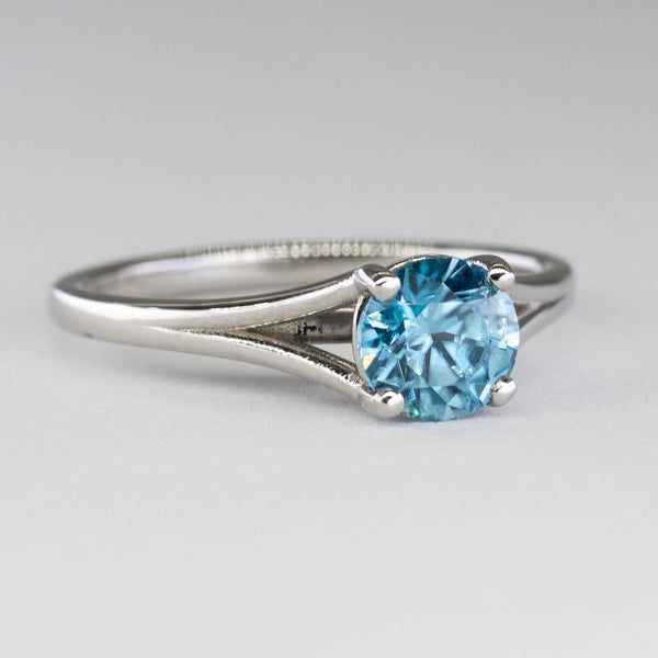 Bespoke' Split Shank Platinum Blue Zircon Ring | 1.75ct | SZ 6.5 |