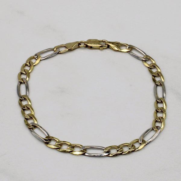 10k Two Tone Gold Figarucci Bracelet | 7.5